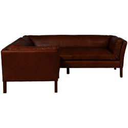 Halo Groucho Aniline Leather Small Corner Sofa Old Saddle Cocoa